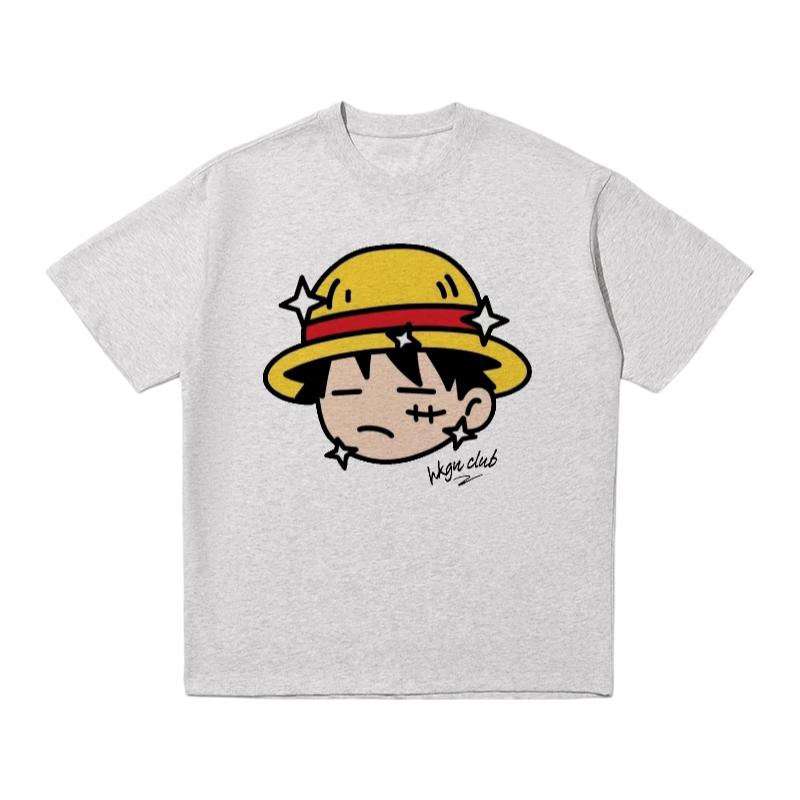 One Piece Monkey D Luffy Kawaii Doodle TShirt Men Women Soft Cotton Anime Tee Cute Casual Loose Short Sleeve Top