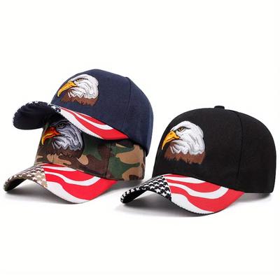 Fashion New Eagle American Flag Embroidered Hip Hop Hat Outdoor Daily Leisure Decorative Sunshade Hat Unisex