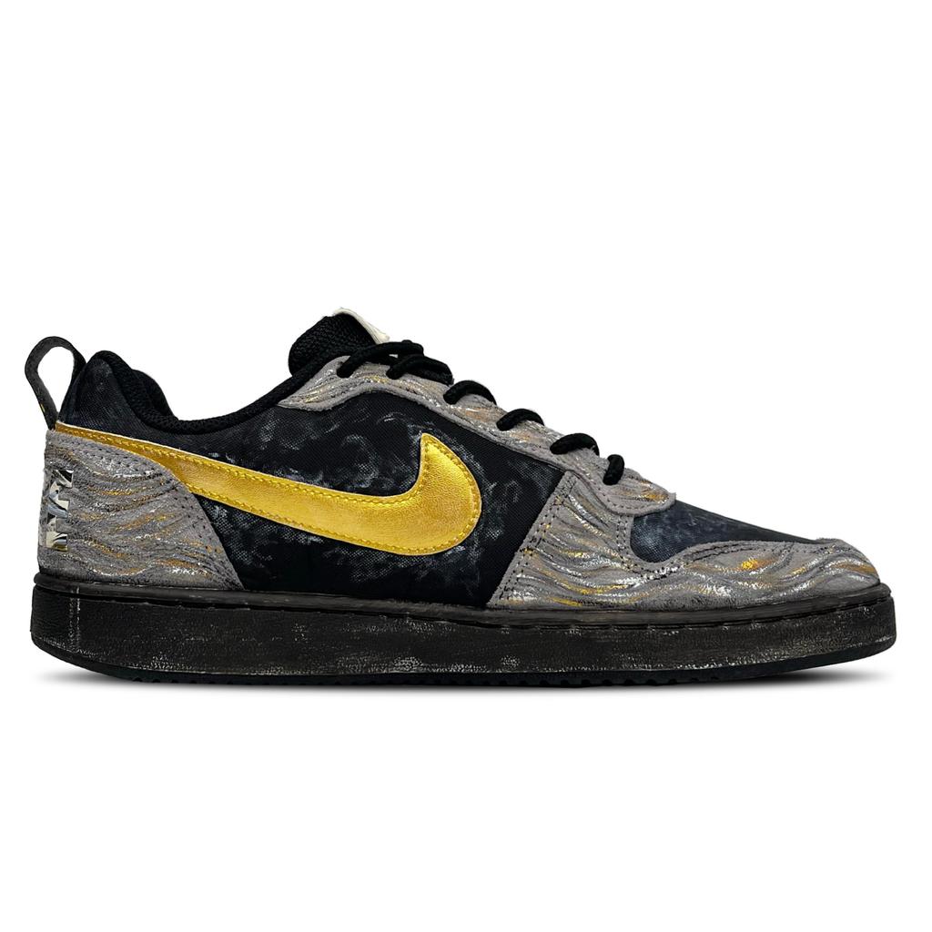 Nike Court Borough Low Top Skateboard Shoes Men's Black Gold 844881-005(Team11-)
