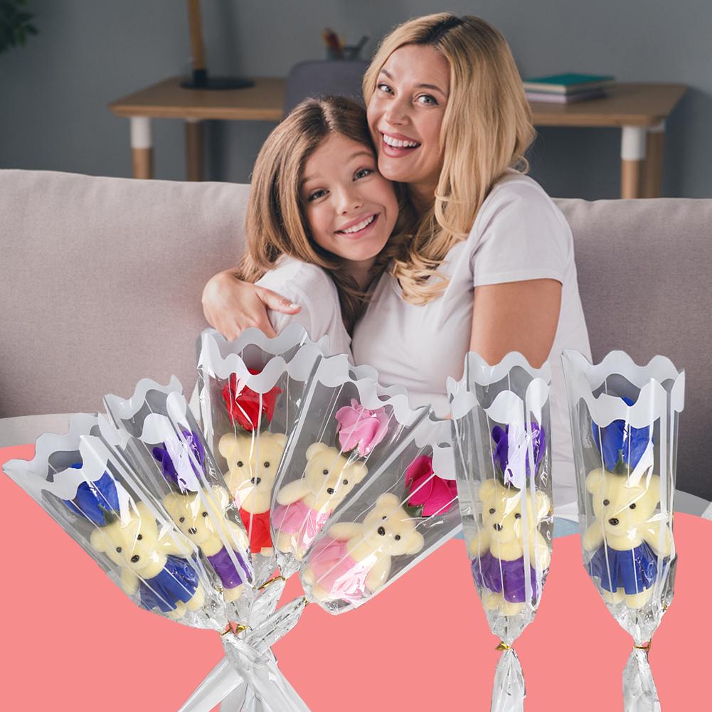Romantische Künstliche Seifenrosen Geschenk Blumenstrauß Lieblicher Teddy Weihnachts Bär Geburtstag Tag Wi K6C1