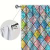 2 Panels Colored Square Glass Window Pattern Curtains   Distinctive Printed Curtains   Suitable for Gifting To Family and Friends