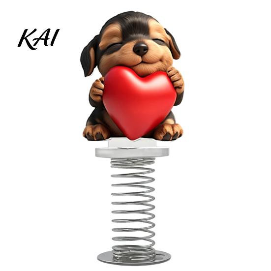 Durable Double Sided Printing Ornaments Cute Cat/Dog/Elf Car Dashboard Decorations with Spring Swing Design, Double-sided 2D Flat Acrylic Healing Desk