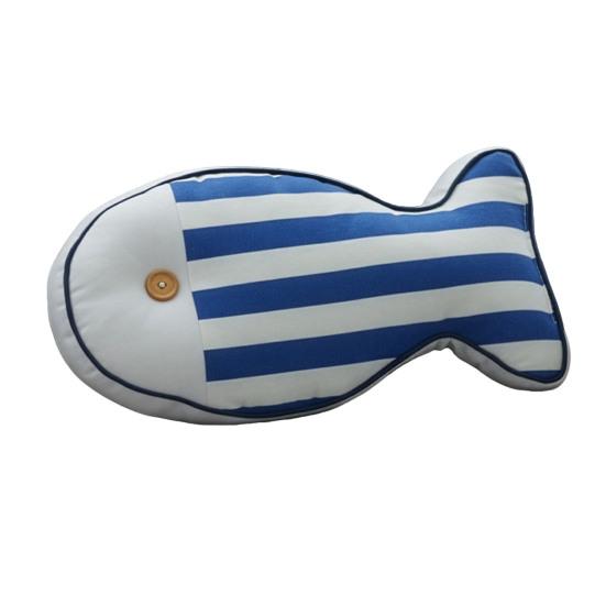 Nautical Fish Canvas Pillow Striped Fish Shape Throw Pillow Stuffed Plushie Hugging Back Cushion Sofa Bedroom Living Room Decoration