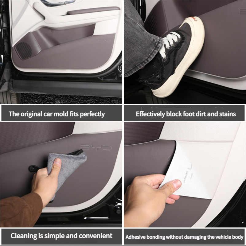 For BYD Song Plus DMI Seal U Sealion 6 Car Leather Anti Kick Pad Protects Car Door Panels Prevents Dirt Interior Modification