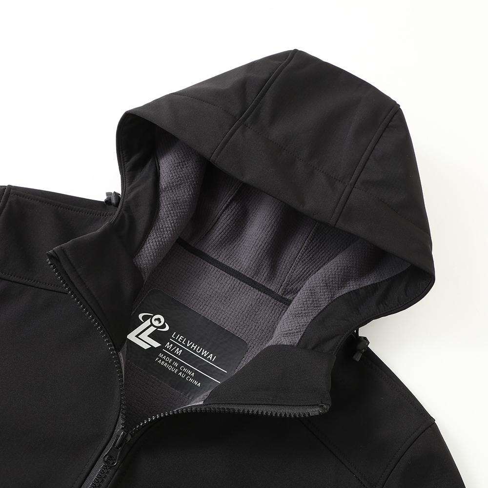 Autumn Winter Lightweight Hooded Soft Shell Jacket, Fashion Warm Jacket for Male Female, Couples Coat Windproof Waterproof Outdoor Business Leisure