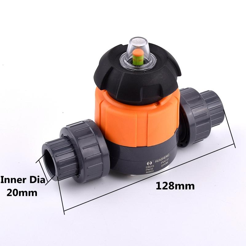 

1PC 20mm~63mm UPVC Pipe Diaphragm Ball Valve Aquarium Fish Tank Garden Irrigation Industrial Water Treatment Connector Fittings 1 PC