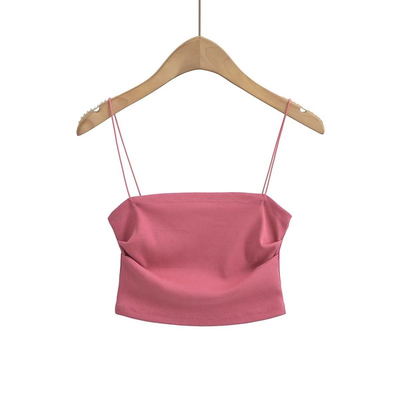 Summer Outwear Chest-Flattering Sexy Sling Women's Side Pleating Flat Vest Sleeveless Short Sexy Tops