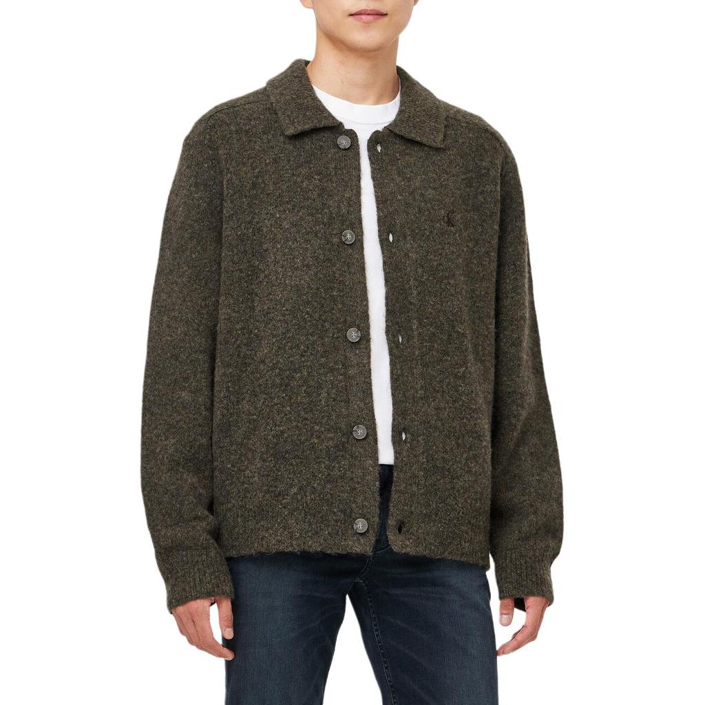 Calvin Klein Solid Color Polo Neck Comfortable Knitted Long Sleeve Jacket Men Jackets Brown J326675-PBX
