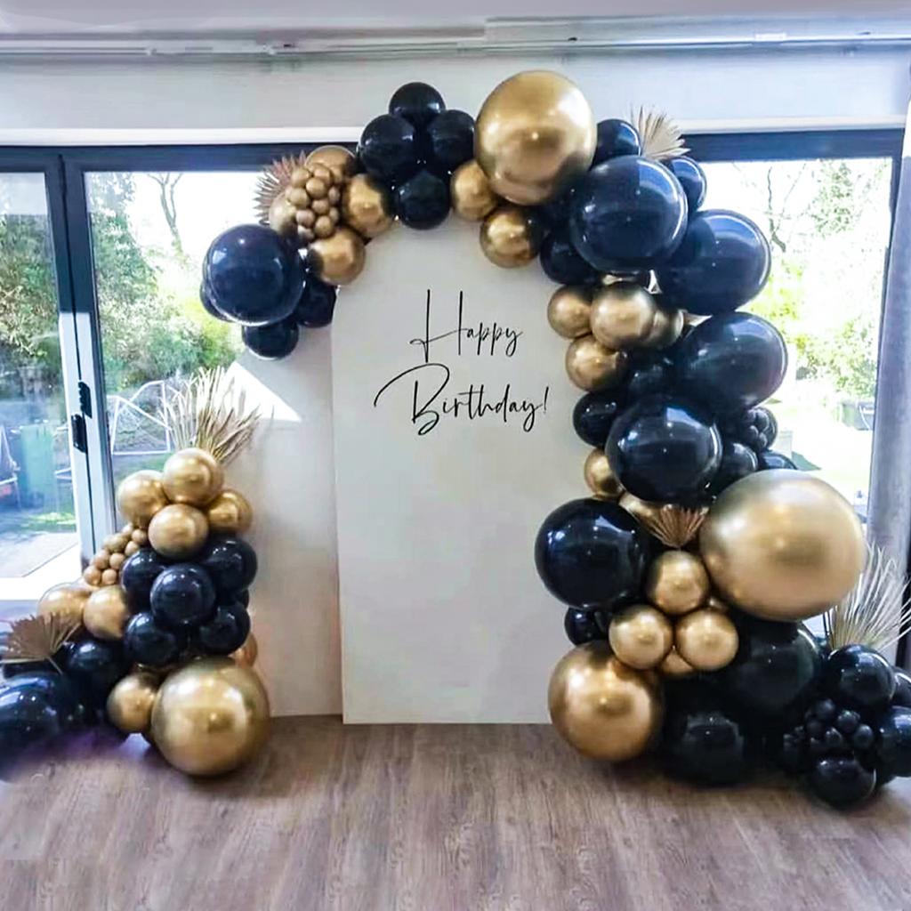 Černo-zlatý balónkový girlandový oblouk sada narozeninová párty dekorace pro děti svatba narozeninová párty potřeby latexový balón baby shower dekorace