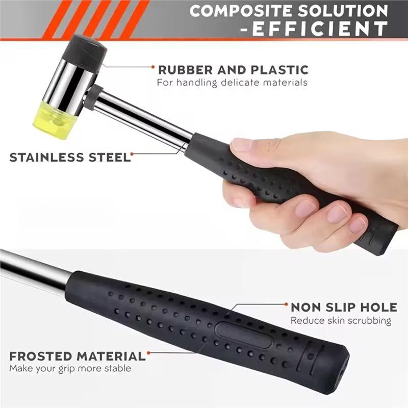 AEE4-Mini Soft Rubber Hammer Hammer Hardware Tool Multifunctional Removable Double End Steel Pipe Handle Installation Hammer