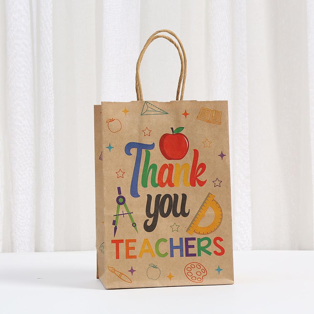 30pcs Kraft Paper Gift Bags With Handles For Teacher Appreciation Party Favor Packaging Classroom Rewards And Thank You Gifts