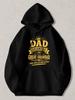 Black Pullover Hoodie with Golden Crown Graphic Dad Grandad and Great Grandad I Just Keep Getting Better Text Print Casual Sweatsh