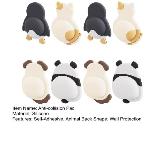 4/8 st Djur Bakväggsskydd Hund Katt Panda Pingvin Självhäftande Dörrstoppare Väggskydd Anti-kollision Ljuddämpande Pad Buffert Klistermärke