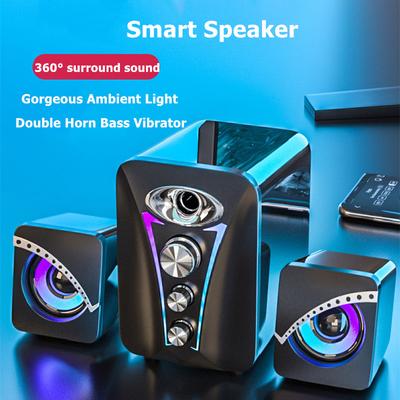 Univerzální 3D počítačové reproduktory plného rozsahu 3,5mm jack Kabelové Bluetooth Stolní zvuková skříňka Stereo Subwoofer Basy pro Notebook Telefon TV