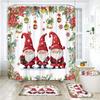 Christmas Elf Shower Curtain Rug Bathroom Set Snowman Fawn Xmas Gift Happy New Year Shower Curtain Set Bathroom Decoration