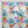 oneOone Cotton Flex Light Blue Fabric Flower Watercolor Quilting Supplies Print Sewing Fabric By The Yard 40 Inch