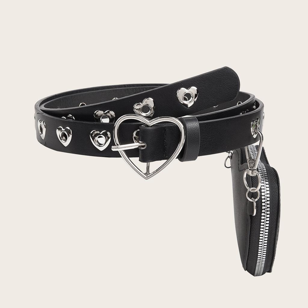 LoveHeart Buckle Waist Belt Subculture Pin Buckle Waistband Punk Rivet Studded Belt Waist Bag for Coat Women Accessories