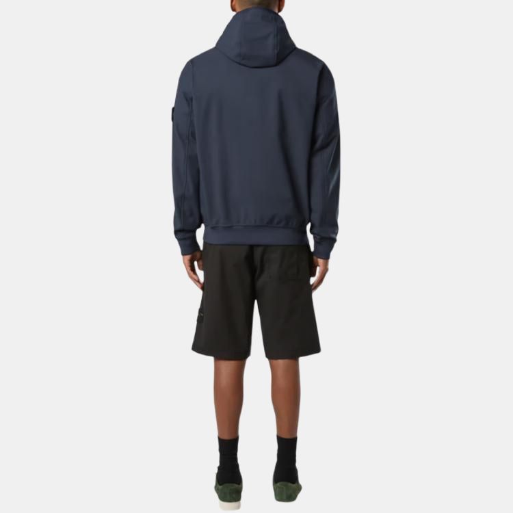 Stone Island FW24 Soft Shell Windproof Waterproof Breathable Hooded Zip Fleece Jacket Unisex jackets Dark-Blue 8115Q0322-V0020