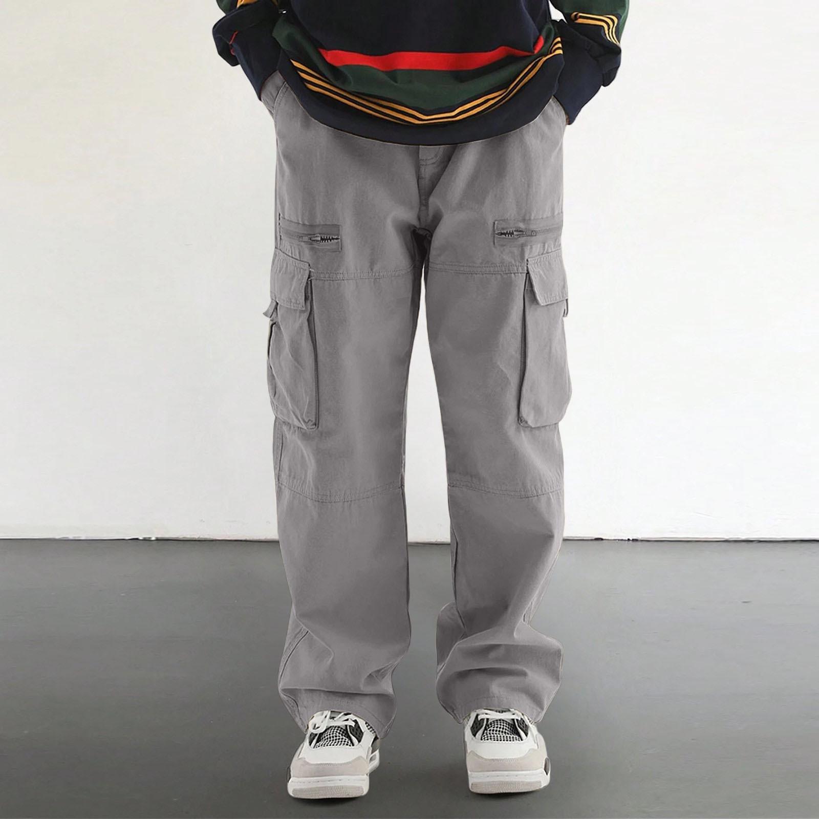 

Мужские комбинезоны, повседневные брюки с несколькими карманами и завязками, походные брюки, хлопковые саржевые брюки XL светло-серый