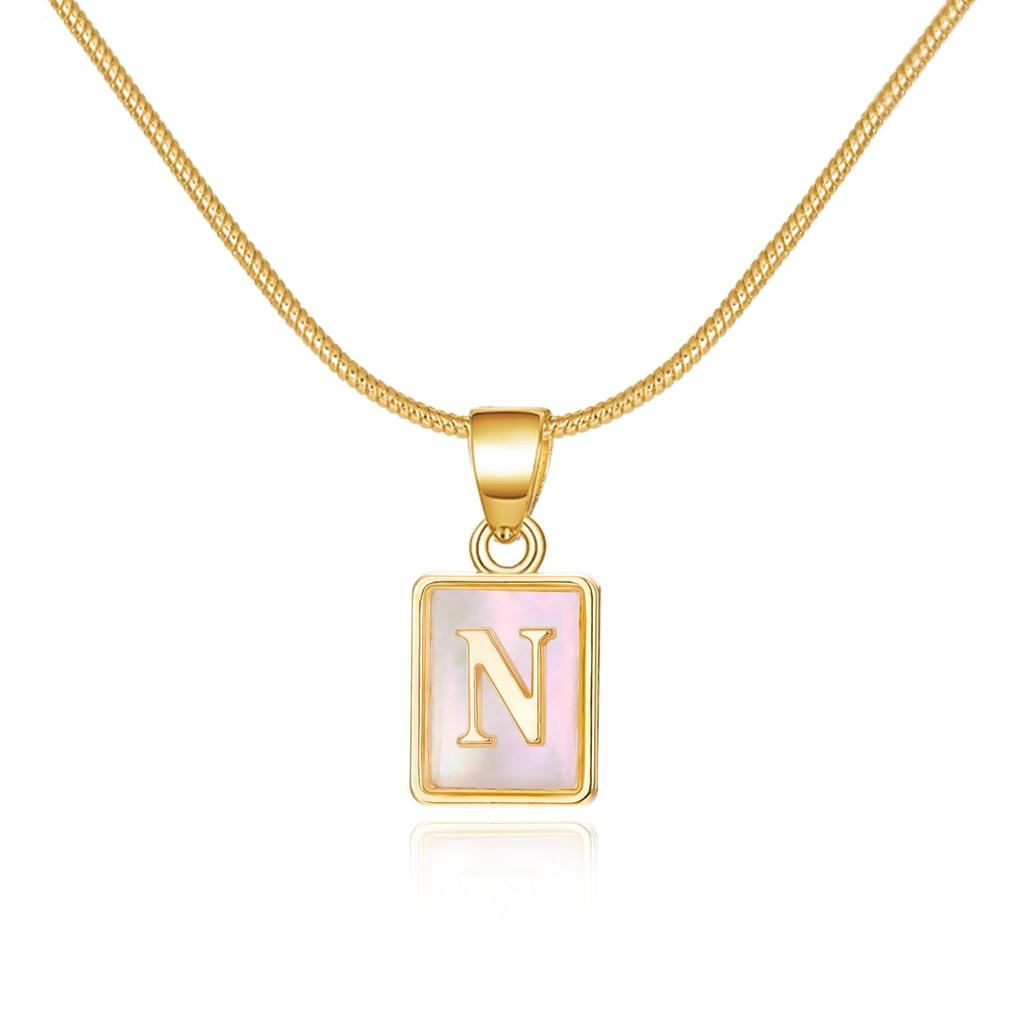 Fashion Shell 26 Letters A-Z Name Alphabet Pendant Necklace For Women Men Gold Color Choker Necklace Couples Birth Gift Jewelry