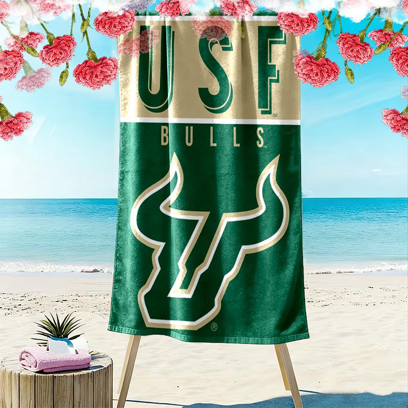 South Florida Bulls Print Beach Towel, Large Soft Quick Dry Towel for Beach Camping Swimming