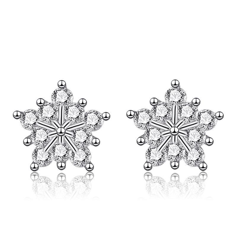 

Элегантный темперамент, сверкающие бриллиантовые серьги в виде пятиконечной звезды-снежинки, серьги с сияющими звездами и цирконием