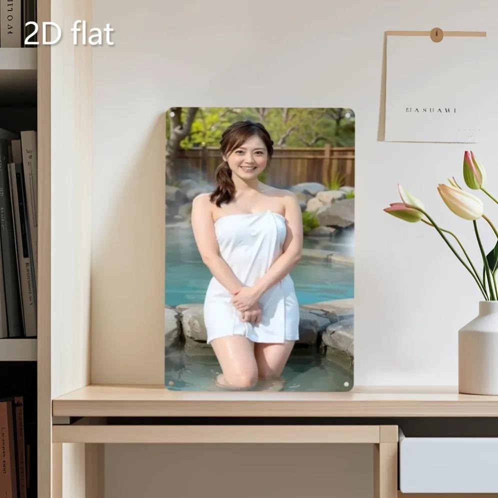 Artful 2D Metal Wall Art of Elegant Woman Landscape Weather-Resistant Iron