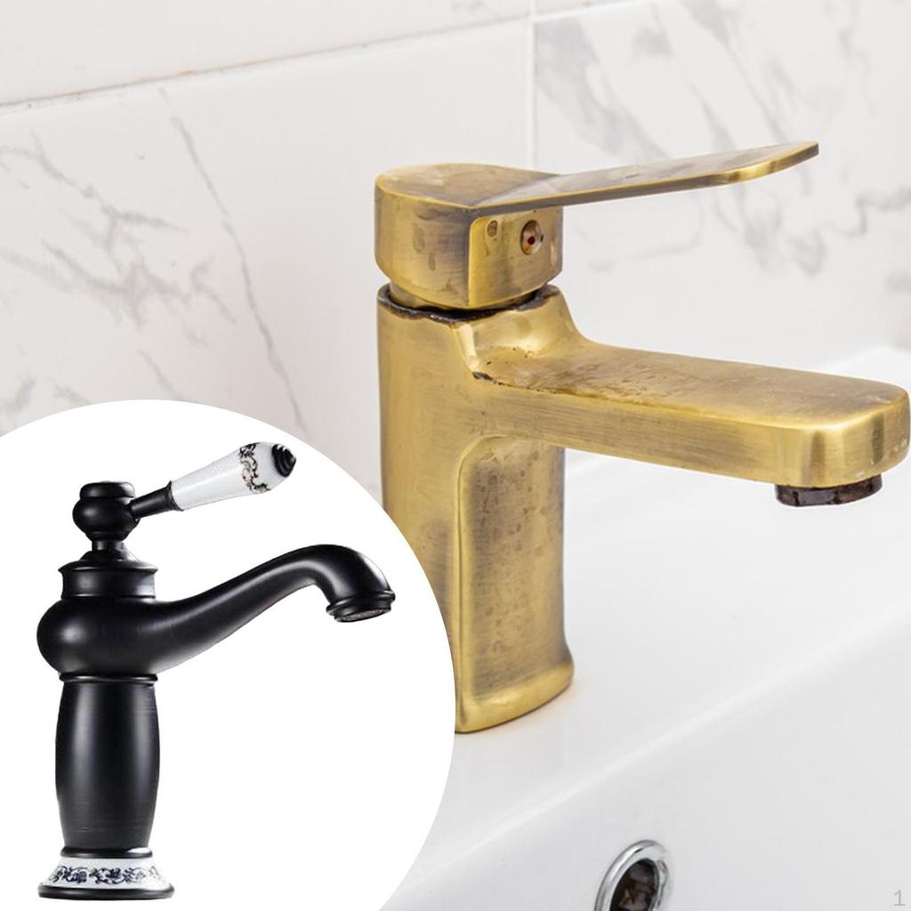 Bathroom Sink Faucet Basin Mixer Tap Ceramic Elegant Design Splashproof Single Handle and Cold