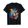 Guitar Players Electric Player Colourful Splash Art T Shirt Vintage Soft Casual Streetwear Unisex Breathable Stretched