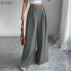 ZANZEA Lässige, einfarbige, lockere Hose mit weitem Bein für Damen