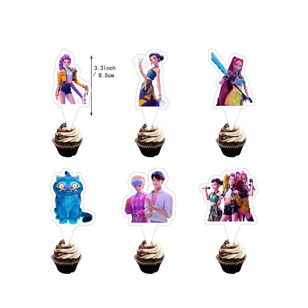 Demon Hunter Girls Anime-Themed Birthday Party Set: Banners, Balloons, Cake Topper, Glasses, and Decorations