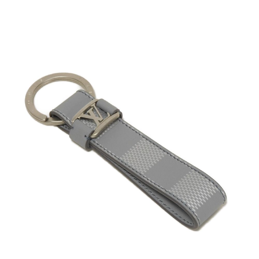 Used 12564 Porte-Clés Dragonne M64182 7950 LV logo embossed bag charm in excellent condition Damier Infini Arctic