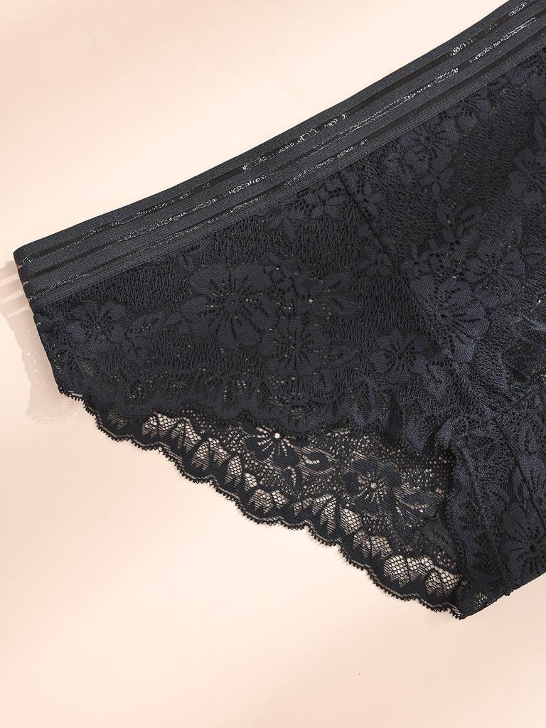 4Pcs/Set Sexy Lace Women's Panties Perspective Underwear Low Waist Panty Solid Underpants Floral Intimates Female Lingerie M-XL