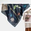 Pastoral Floral Velvet Double-sided Scarf 91 Large Square Scarf Women's Summer Travel Photo Silk Scarf Sun Protection Shawl