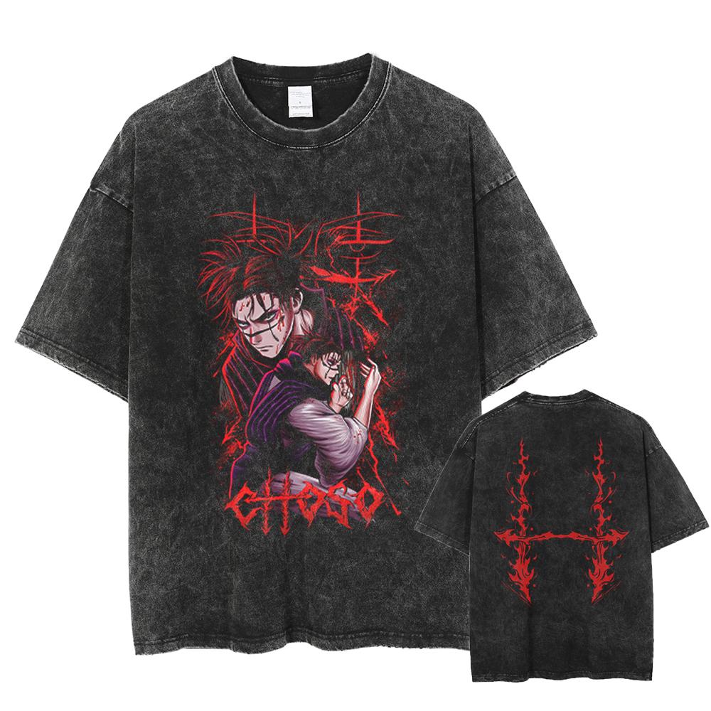 Roupa de Rua Harajuku Masculina Feminina Vintage Oversize Camiseta Unissex Estampa Gráfica de Anime Camiseta Casual de Algodão de Manga Curta de Verão