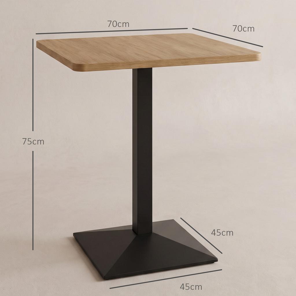 Square Dining Table for 2, 70 X 70 X 75 Cm, Wood-Effect Top, Dark Brown Steel Legs
