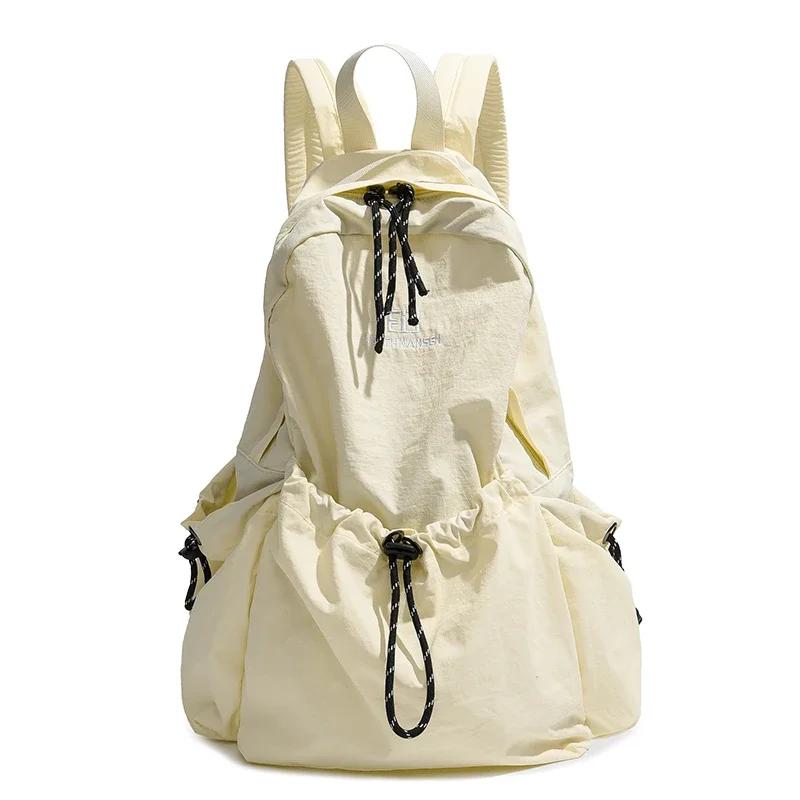 Solid Nylon Large Capacity Backpack 2026 Hot Selling Air Cushion Strap Soft Casual Backpack Soft Handle Outer Frame School Bags