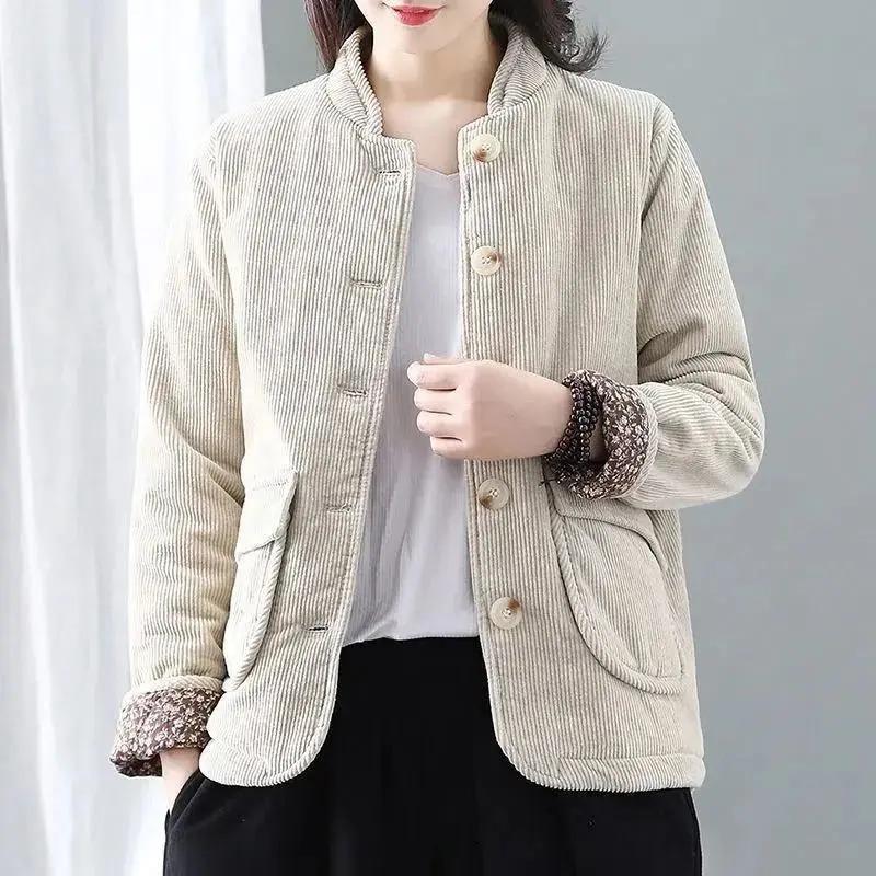 Coats for Women Winter Cotton Jacket Inner Lining Thickened Velvet Solid Color Loose Casual Coat Top