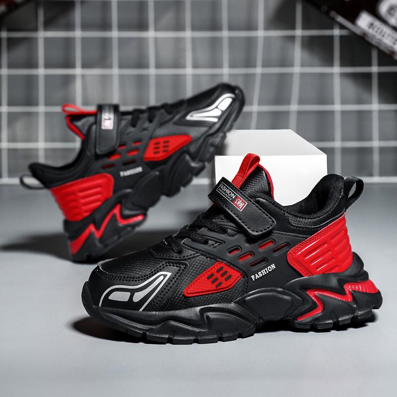 2025 New Kids Sneakers Black Kids Casual Shoes Fashion PU Leather Running Sports Comfortable Shoes for Boy
