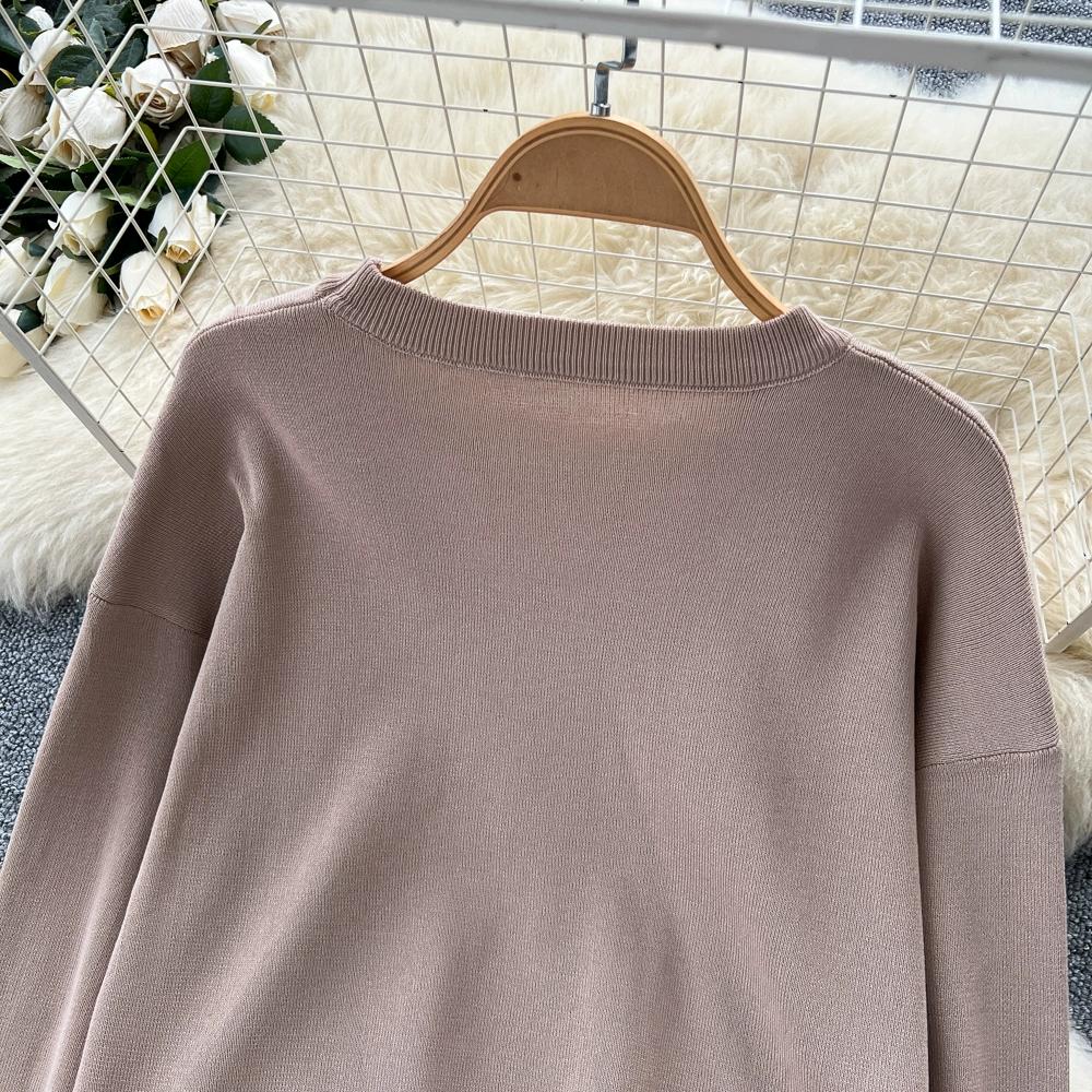 Autumn Winter Women Casual Knitted Sweater Trouser Two Piece Set Full Sleeve Flower Pullover Tops and Wide Leg Pant Tracksuit