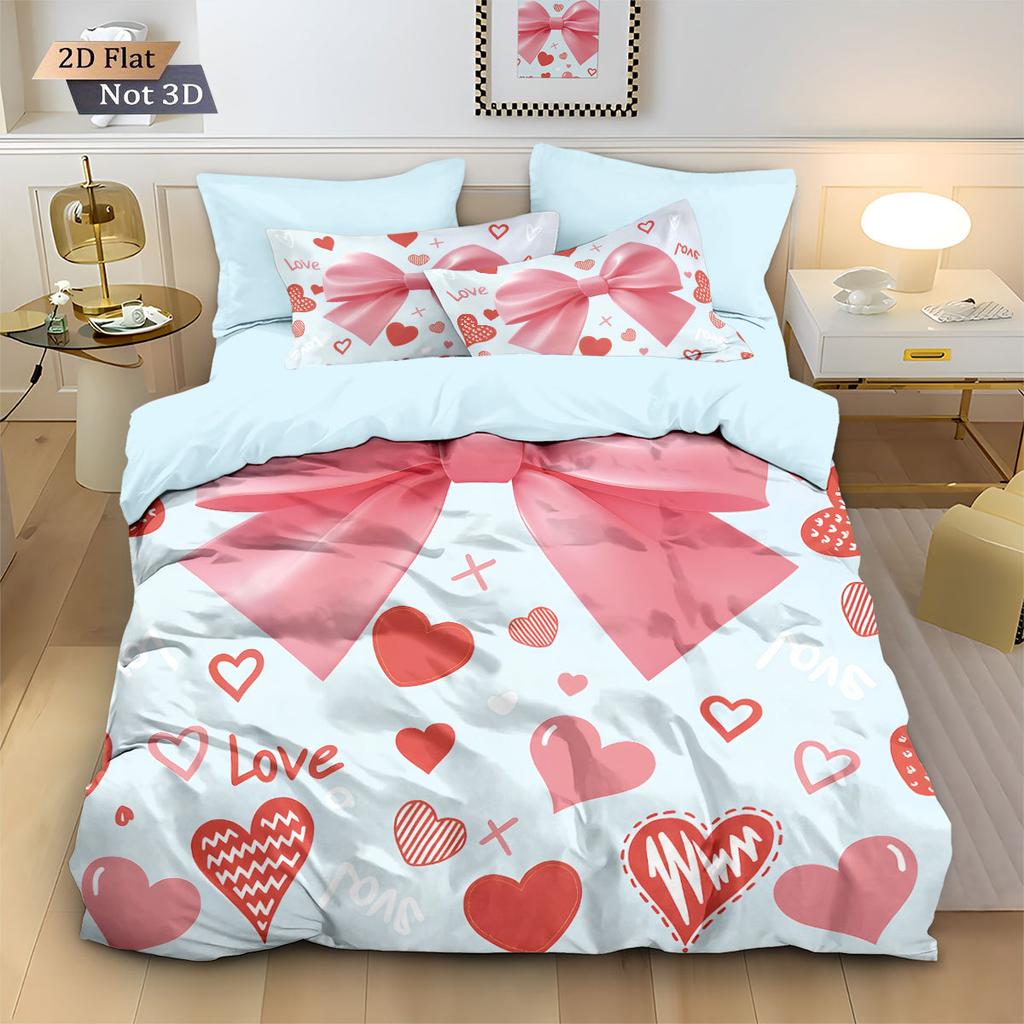 Comforter Cute Bow Love Bedding Set Ladies' Gift Pink Girl'S Room Decoration Single Double Large Size
