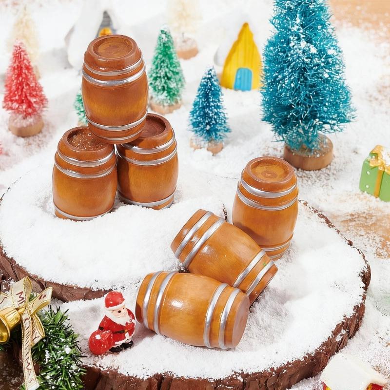 Mini Wooden Beer Barrels for Dollhouses Bar Scene Decoration Beer Festivals and Party Setting Natural Wood