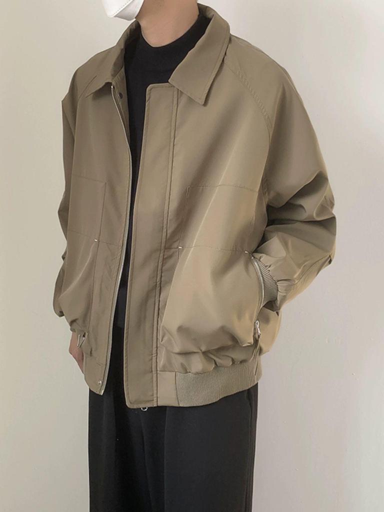 Men's Black Korean Style Loose Lapel Jacket for Spring and Autumn