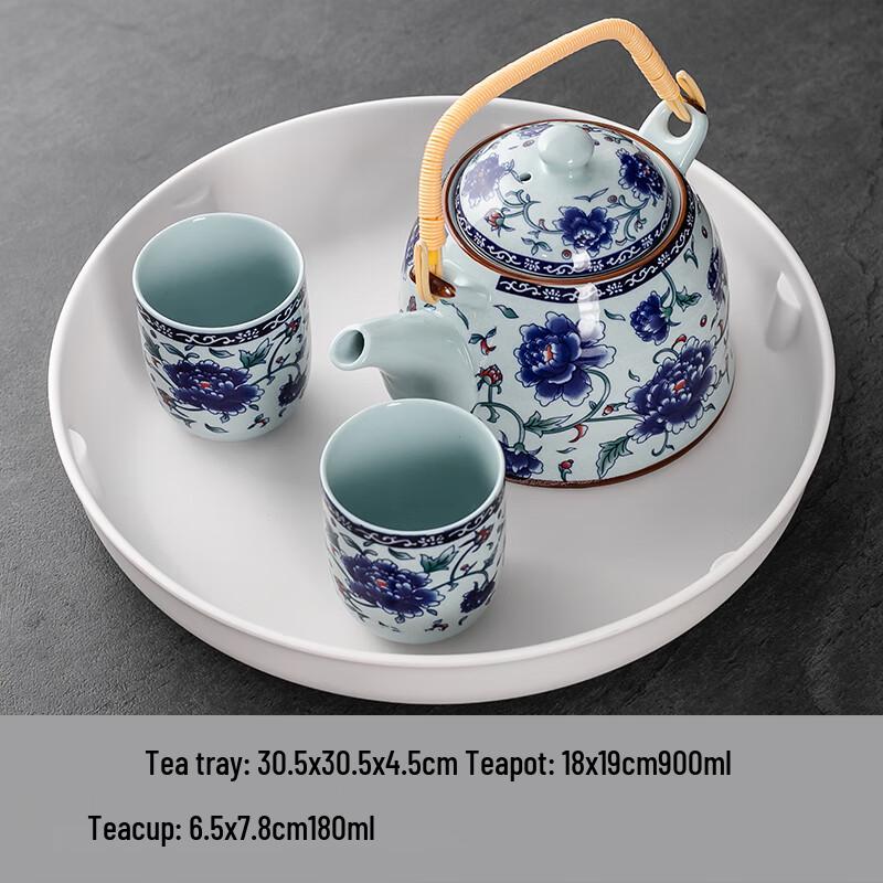 Ceramic Kung Fu Tea Set with Teapot & Tray