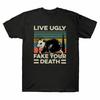 Live Ugly Fake Your Death Cool Angry Opossum Vintage Men T-shirt Black Navy Tee