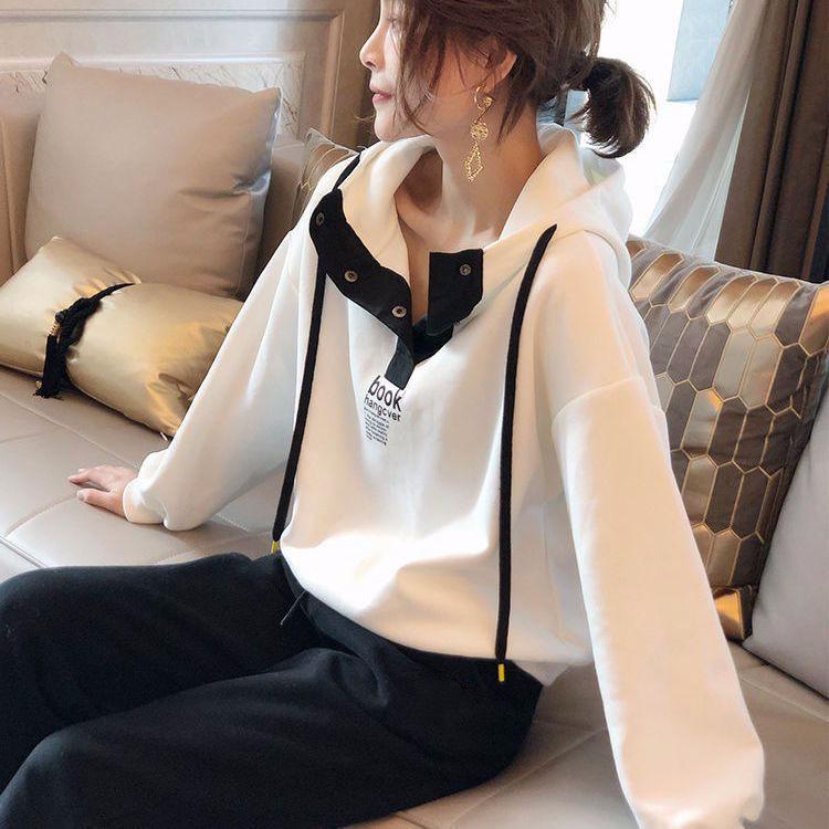 Large Size Casual Sportswear Suit Women's Spring and Autumn Loose Fashion Hooded Sweatshirt Two-piece Set