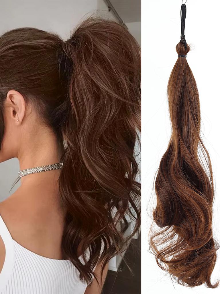 18 Inch Synthetic Curly Wavy Ponytail Extension Elastic Headband Hairpiece For Women Daily Party Styling Accessory