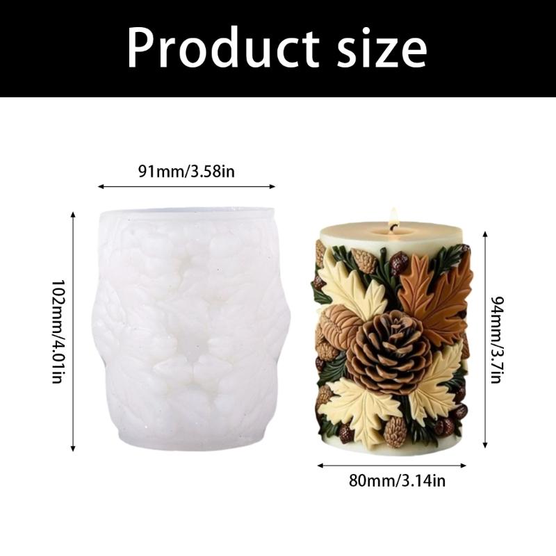 Pinecone Embossed Cylinder Silicone Candle Mould Food Grade Silicone For Making Candle Soap Chocolate Holiday Decoration