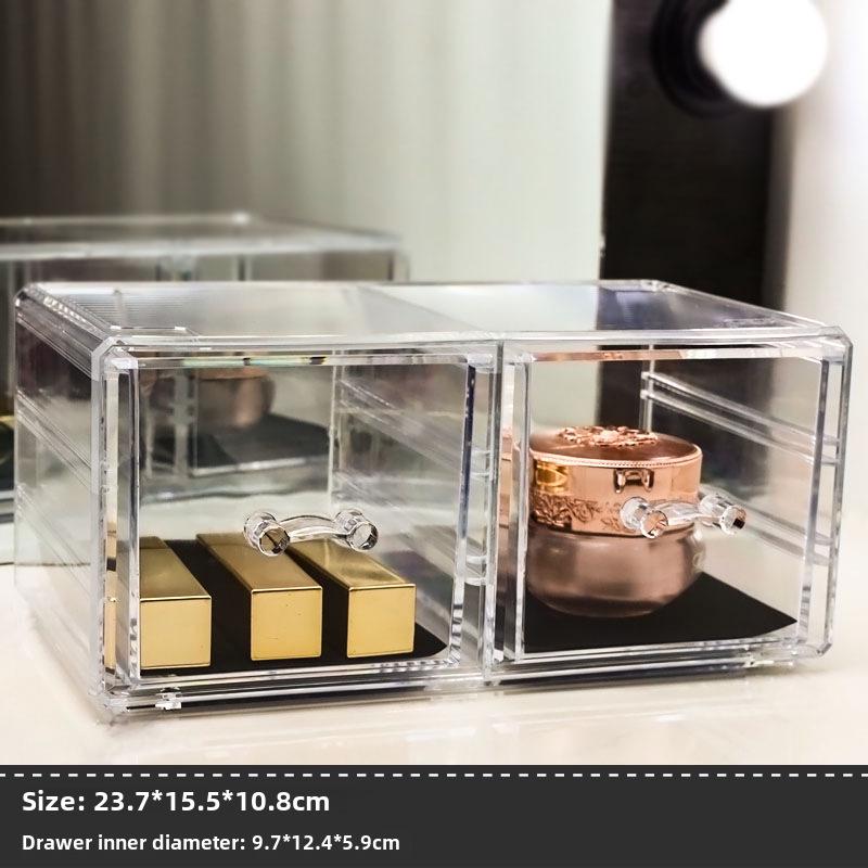 Clear Acrylic Jewelry and Skincare Organizer - Dustproof, Extra Large Storage with Drawers
