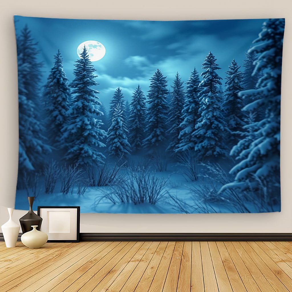 

Рождественский пейзаж Гобелен Настенный декор Новый год Масляные краски Старая улица Легкая ткань Этнический декор для спальни гостиной 90x75cm